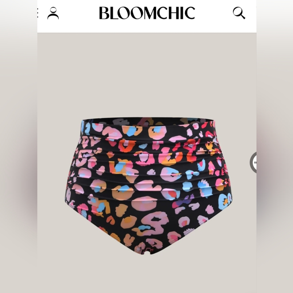 BloomChic Bikini Bottom Colorful Leopard Print Bikini Bottom Only Sz L/12